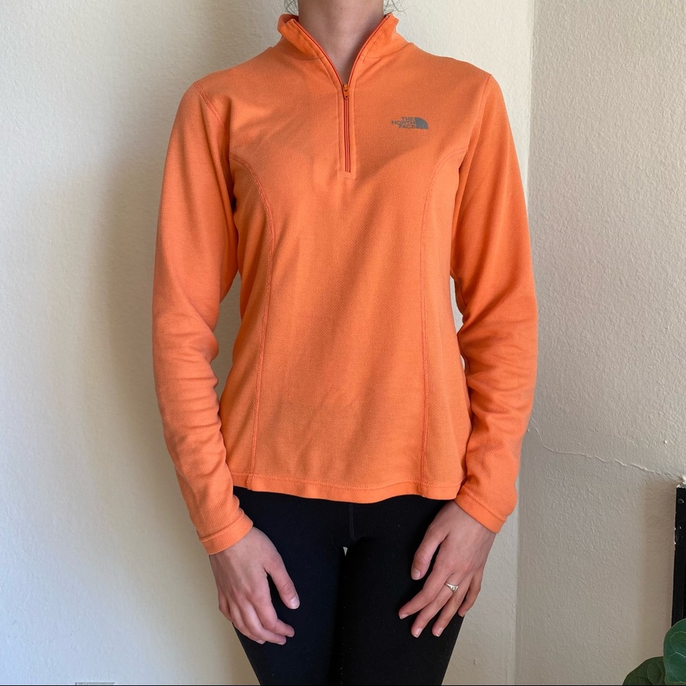 NORTH FACE light orange 1/4 zip running jacket